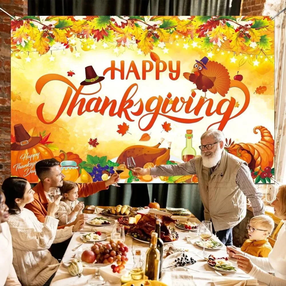 Premium Thanksgiving Backdrop Banner, Large 72x44in